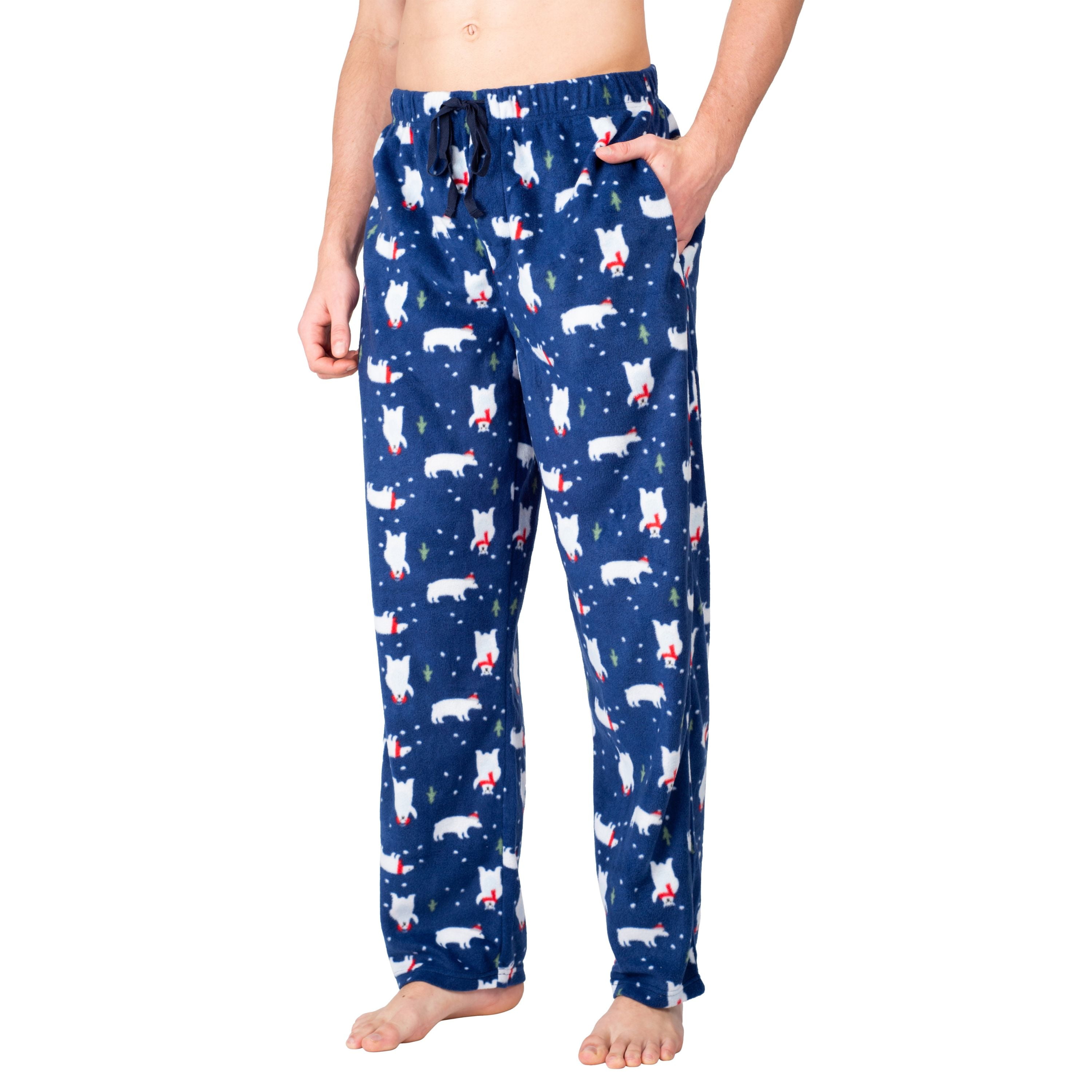 SLEEPHERO Mens Pajama Pants Fleece Pajama Pants For Men Comfortable Soft Christmas  Pajamas Plaid Pajama Bottoms Navy Buffalo Check X-Large 