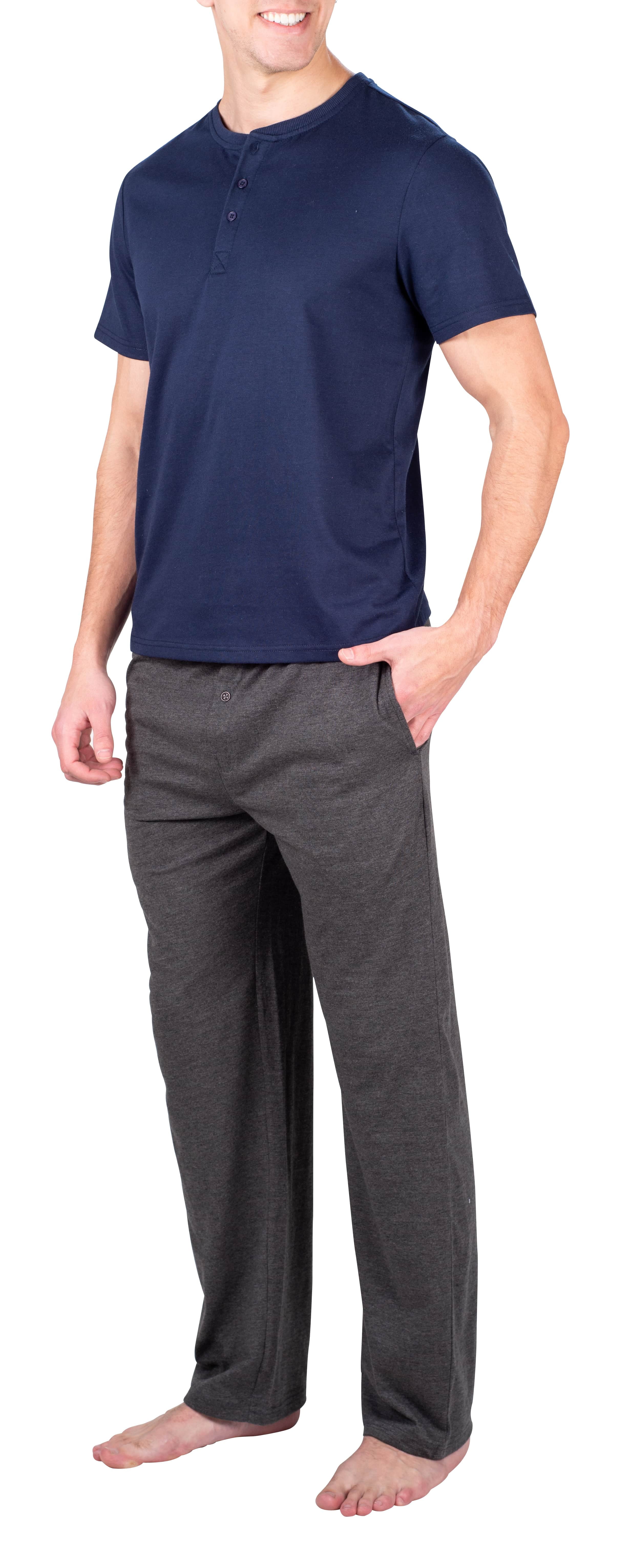 SLEEPHERO Mens Short Sleeve Pajama Set 2 Piece Mens Sleepwear Set with