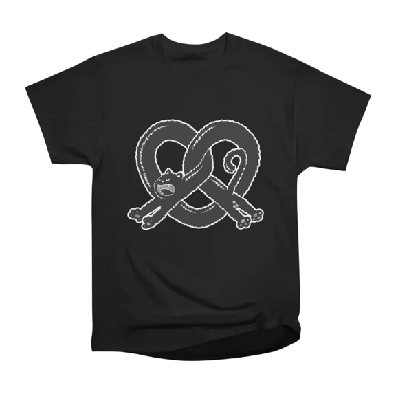 SLEEPY BLACK CAT LOVES PRETZEL T-Shirt Tee Gift For Him Merch For Her Apparel For Friend