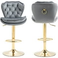 thumbnail image 1 of SLEERWAY Modern Swivel Bar Stools Set of 2 Counter Stools for Kitchen Counter Velvet Bar Chairs Gold Barstools Bar Height Kitchen Stools for Island Back Sillas para Barra De Cocina (2 Pack, Grey), 1 of 10