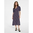 thumbnail image 1 of Time and Tru Women's Midi Dress with Ruched Sleeves, Sizes XS-XXXL, 1 of 6