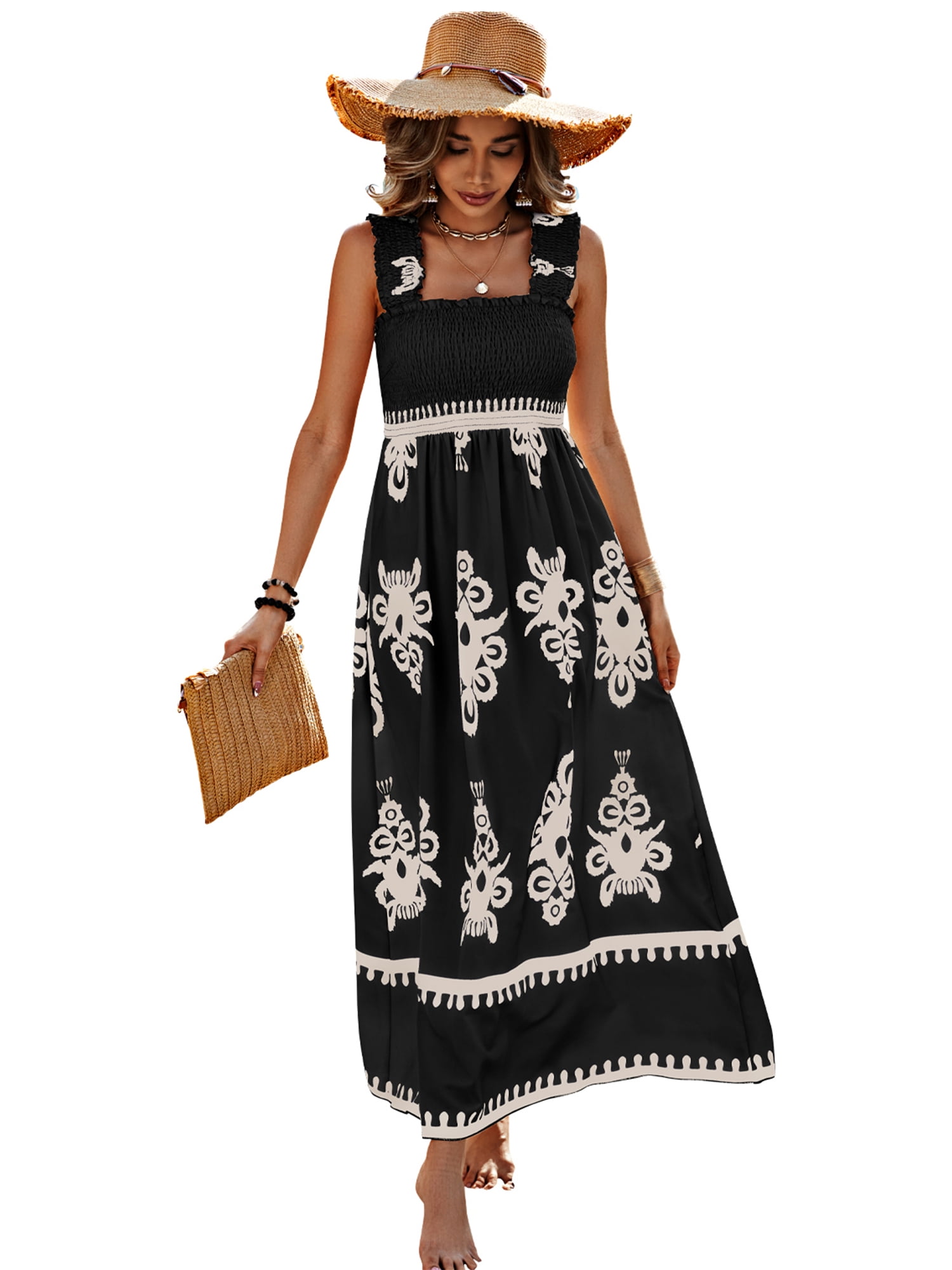 PRETTYGARDEN Women's Square Neck Sleeveless Maxi Dress, Sizes S-XXL