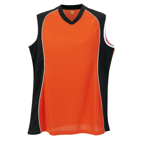 SLEEVELESS V NECK JERSEY WOMEN'S-ORANGE-MEDIUM