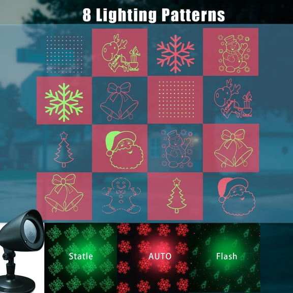 FGERFE-Laser Christmas Projector Lights - Outdoor Garden Laser Lights with Red and Green Stars, IP65 Waterproof Landscape Projector Spotlights for Indoor and Outdoor