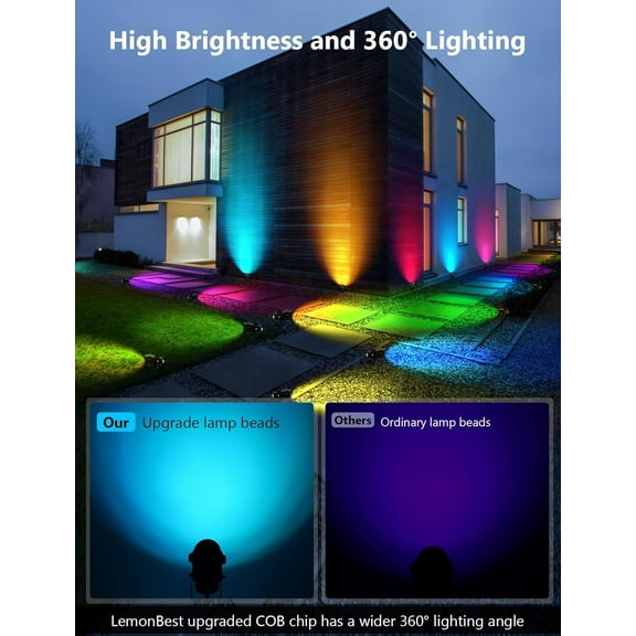 FGERFE-Christmas Spotlight Outdoor 12W RGBW LED Color Changing Landscape Lights with Remote Control 120V Waterproof Plug in Spot Lights outdoor Landscape Light for Tree Yard Garden Christmas, 4 Packs