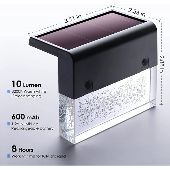 FGERFE-Solar Deck Lights 3000K Warm White/Color Changing Outdoor Fence Solar Lights for Step, Railing, Wall, Pool Side LED Waterproof Patio Decor 6 Pack