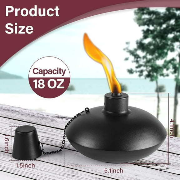 FGERFE-4 Pack Metal Table Top Torches,18 oz Citronella Torches for Outside Refillable Citronella Flame Light Torch with Wicks and Covers, Landscape Lanterns Torches for Party, Garden DecorDIY