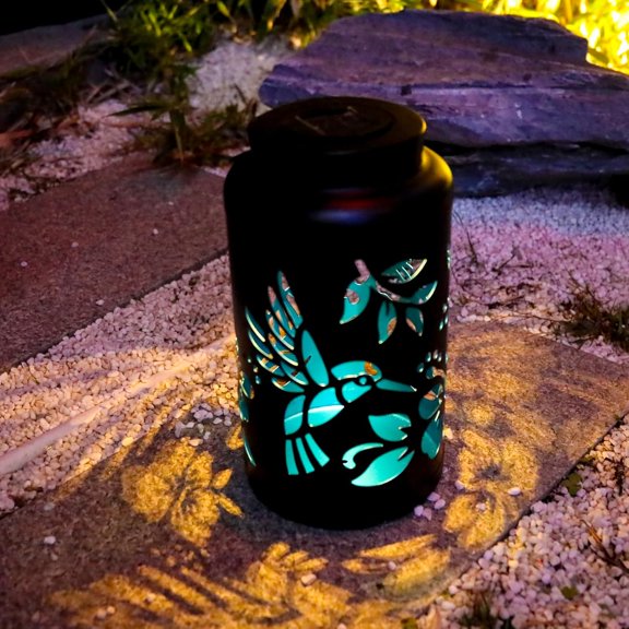 FGERFE-Solar Lanterns Outdoor, Hummingbird Hanging Solar Lights Hollow Out Waterproof Decorative LED Lanterns for Yard, Patio,Lawn,Pathway,Garden Decor Mother's Day Gifts