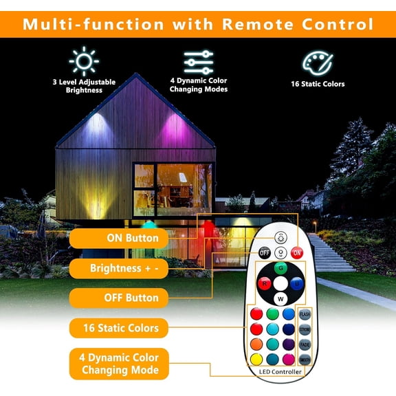 FGERFE-Color Changing Outdoor Landscape Lights, 12W 12V Christmas Spotlights Wired LED Low Voltage Landscape Lighting for Garden Path Tree Decoration