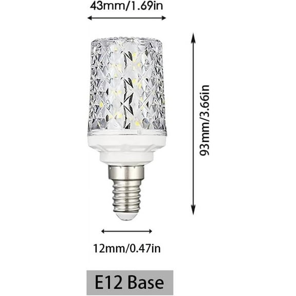 FGERFE-E12 LED Bulbs,Modern Craft Crystal lamp,6000K Daylight White 18W LED Light Bulbs Equivalent 100W, 360 Beam Angle,AC 85-265V, Small Edison Screw SES LED Corn Lamp, Not Dimmable(4 Pack)