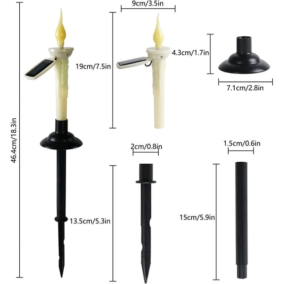 FGERFE-Solar Christmas Candle Window Lights with Candlesticks Holders, Outdoor Waterproof Rechargeable LED Ground Plug Garden Light with Dusk to Dawn Light Sensor for Indoor Outdoor Lawn Home Decor