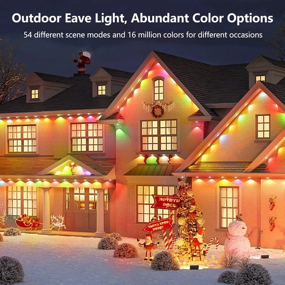 FGERFE-Permanent Outdoor Lights for House,50FT Eave Lamps with 30 RGB LED,IP67 Waterproof Year-Round Outdoor Decorative Lights with APP & Remote Control for Garden Party Christmas Holidays