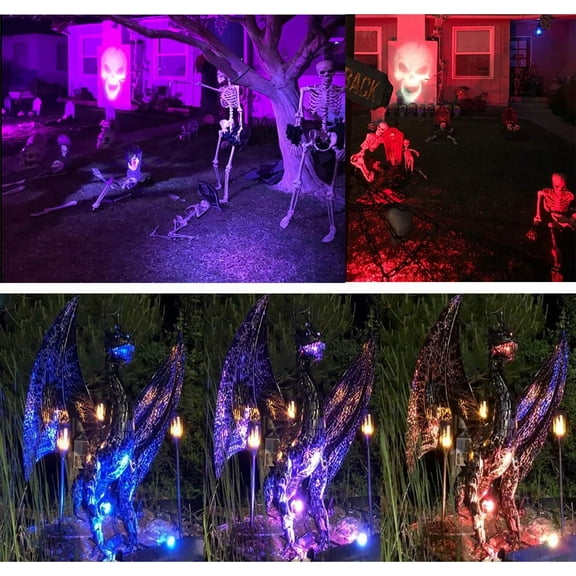 FGERFE-Spotlights, Yard Spot Lights Outdoor with Timer 5W AC 120V Waterproof RGB Colored Landscape LED with Spiked Stand for Yard Lawn Pathway Tree Garden (1 Pack)