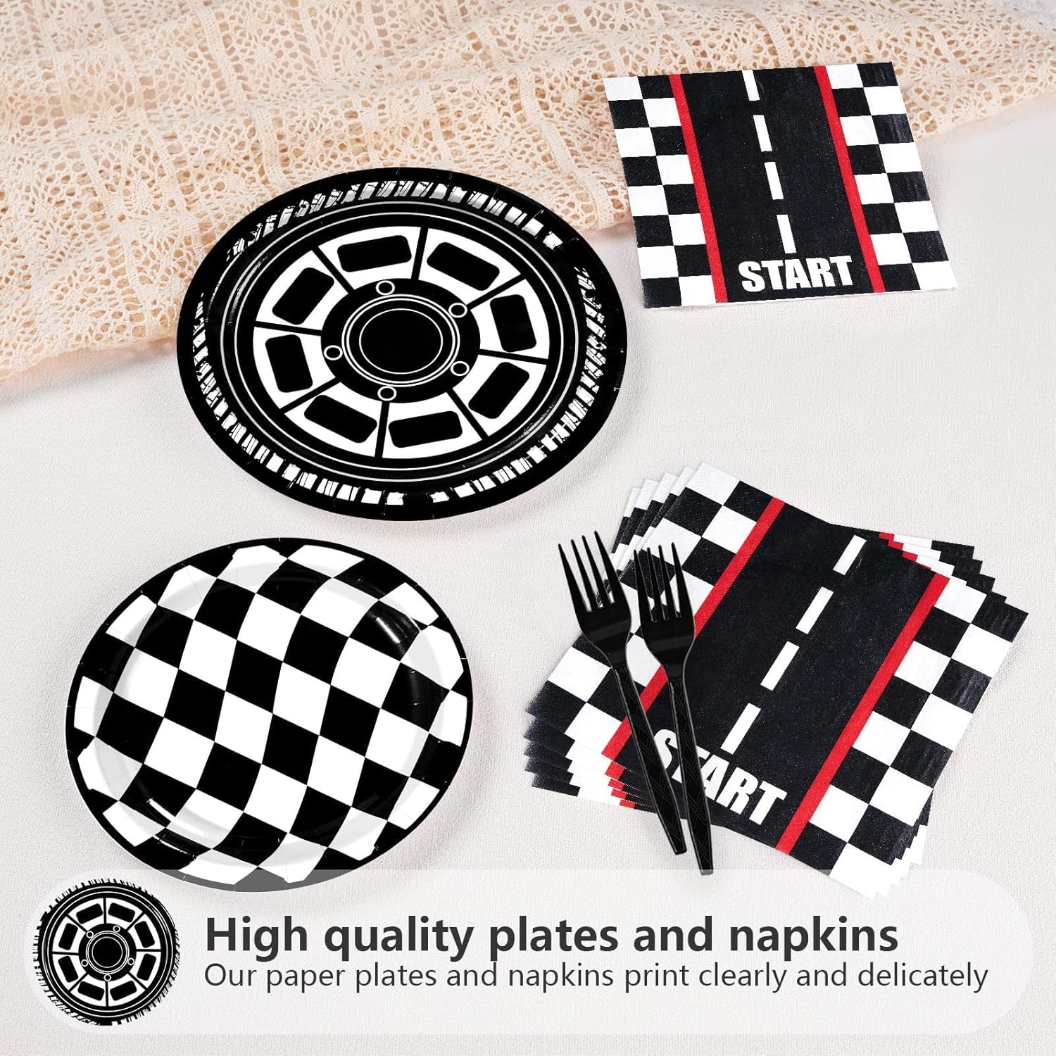 Plate Delivery Racing SLFR-200Pcs Race Car Birthday Party Decorations Race Car Plates and ...