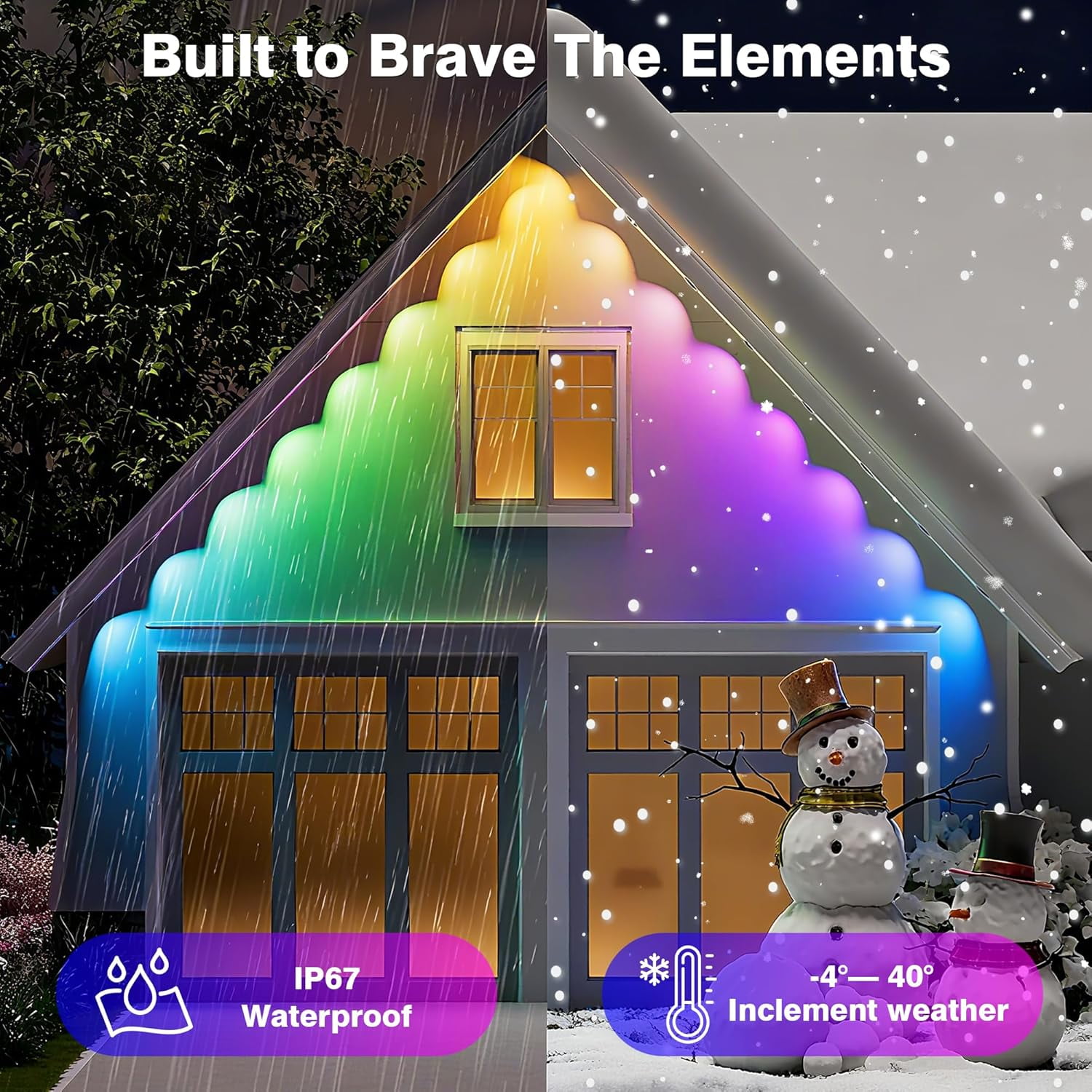 300FT Permanent Outdoor LED Lights With APP/Remote – RGB Color Changing Lights For House, Christmas, Halloween, Parties