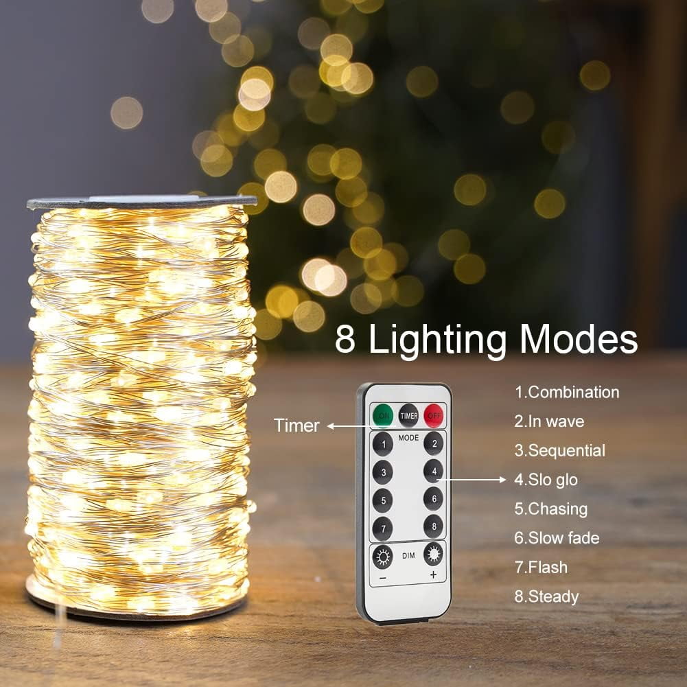SLFR-LED Fairy String Lights 200FT 600 LEDs Outside Indoor Plug In ...