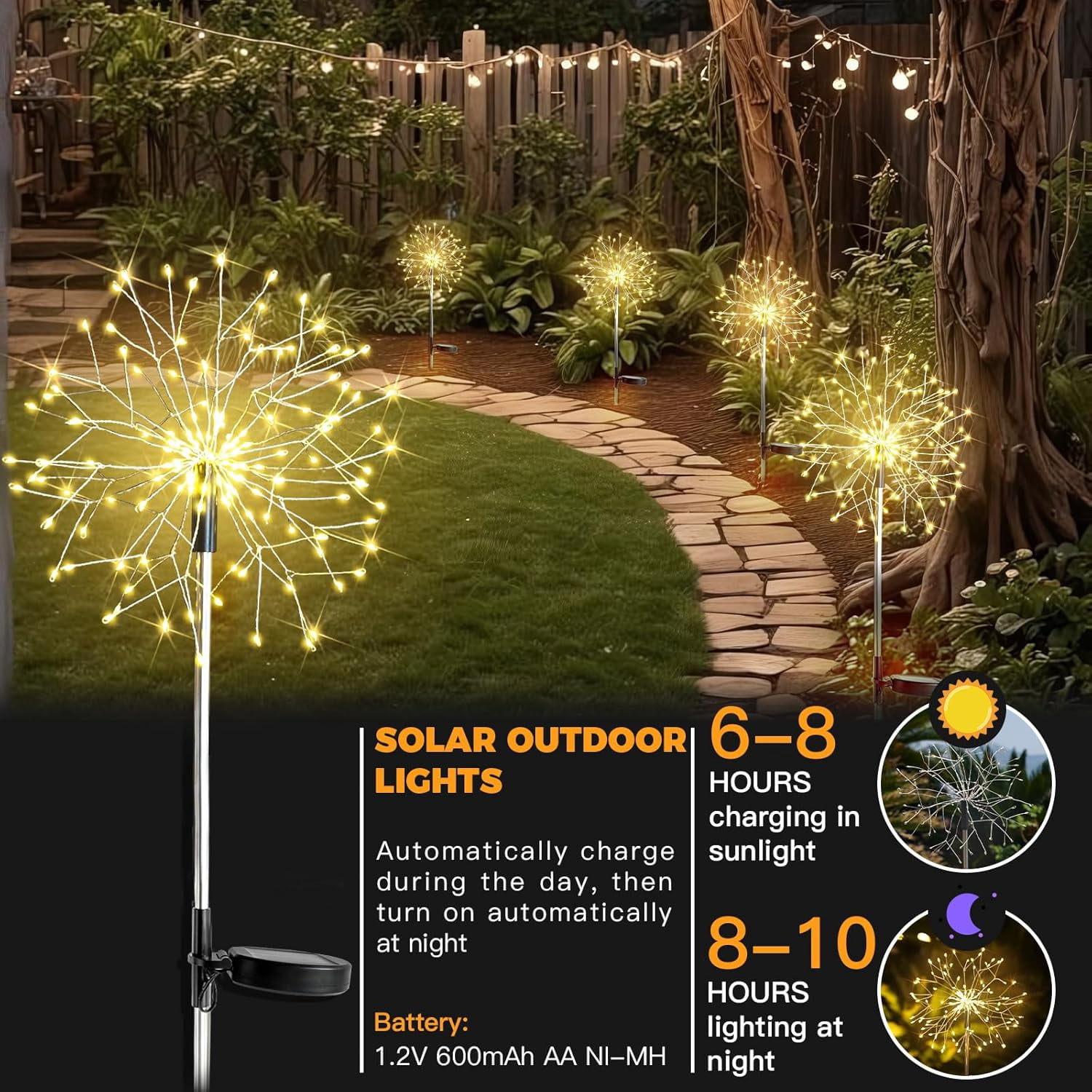 Best Quality DIY Fireworks Solar String Lights 8 Modes 90/120/150 LED