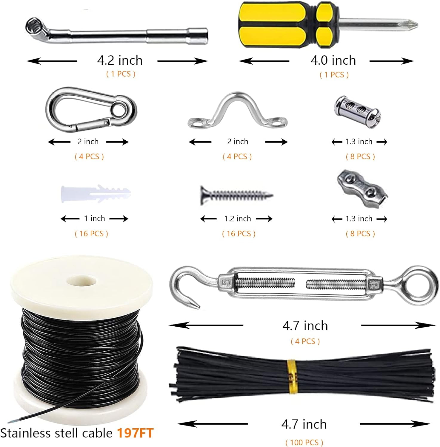 SLFR-String Lights Hanging Kit with 197Ft Nylon Coated, 304 String ...