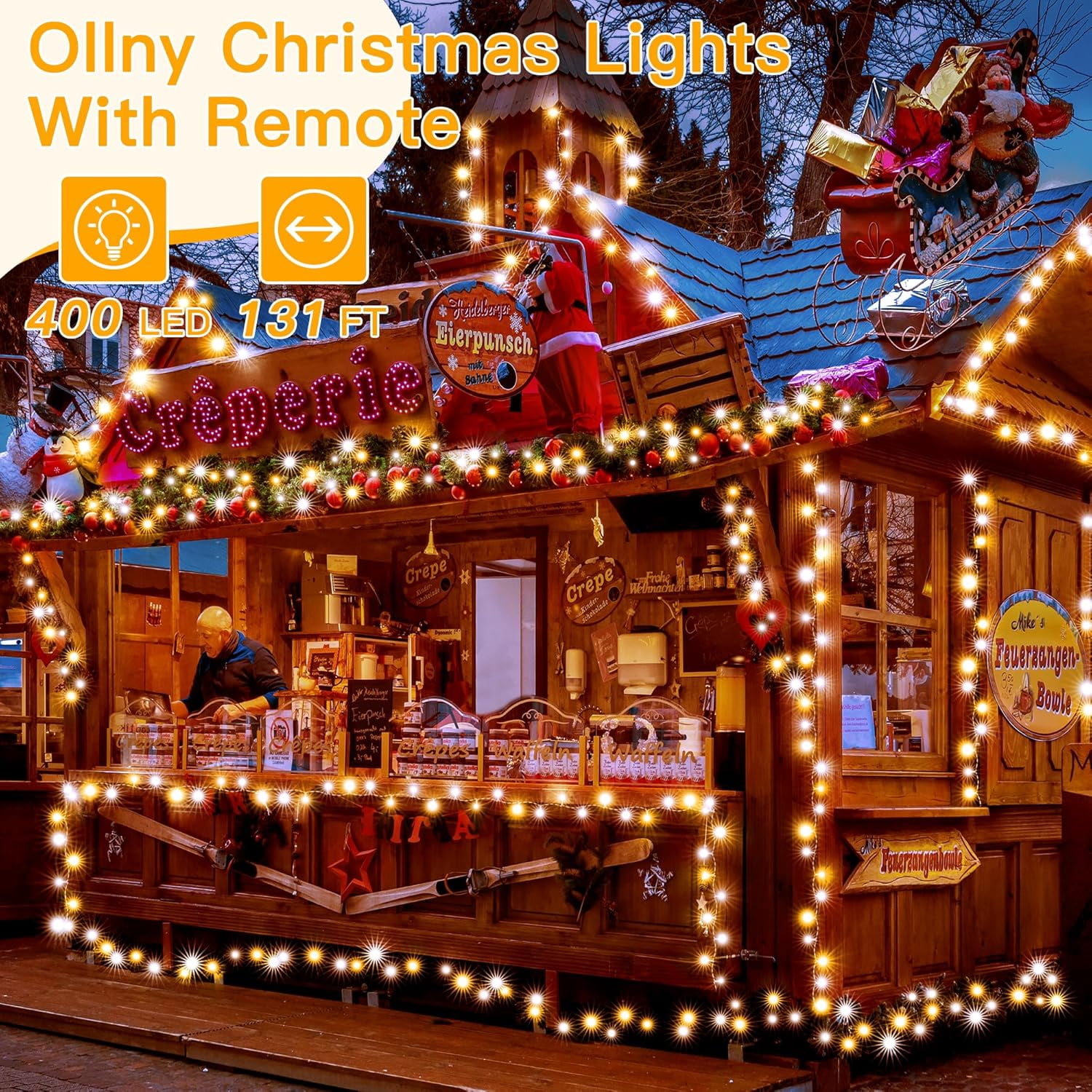 SLFR-Warm White and Cool White Christmas Lights Waterproof, 400LED ...