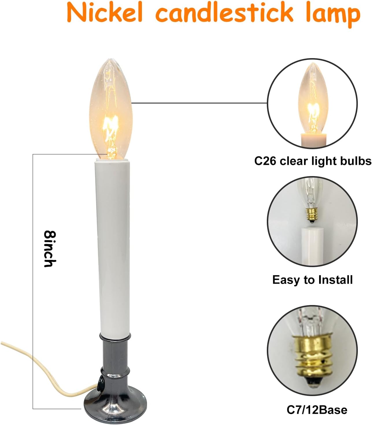 SLFS-4 Pack Electric Window Candles Lights with Nickel Plated Base ...