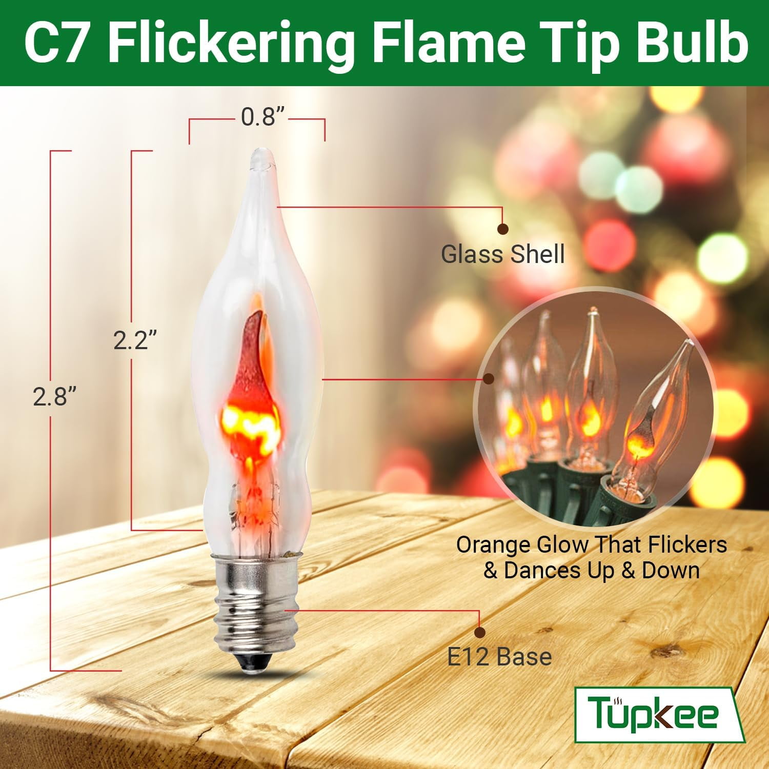 Glow Bul SLFS-C7 Flickering Flame Bulb \u2013 1W Light Bulb with a Orange Glow ...