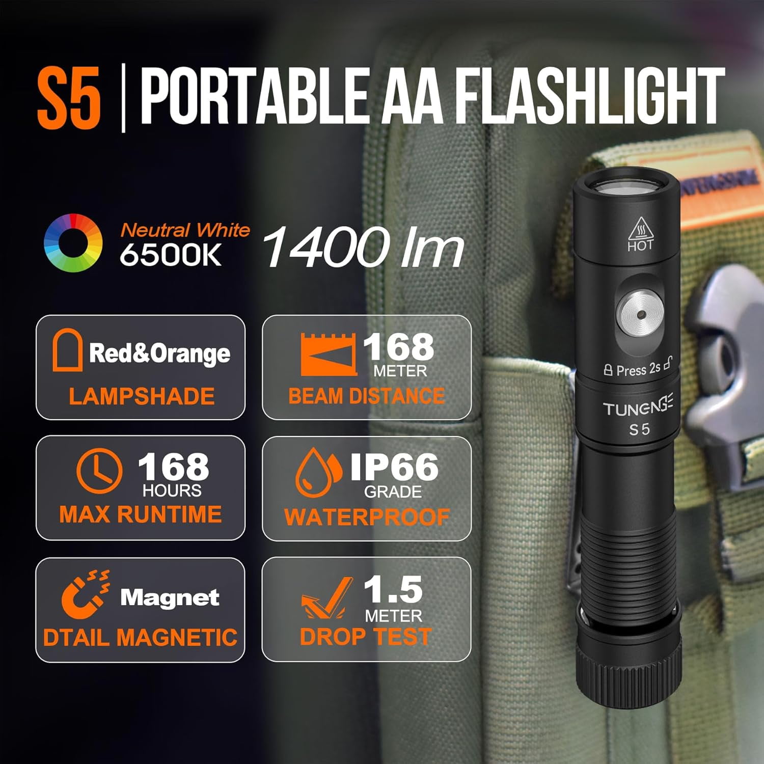 SLFS-S5 1400 Lumens Mini Flashlight Rechargeable- Super Bright LED ...