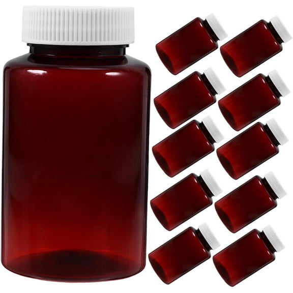 SLGHLSAHG 12pcs Brown Plastic Bottle Pills Medicine Storage Container Pills Medicine Container Empty Pill Bottles Plastic Pill Bottles with Caps Empty Pill Storage Bottles A51862