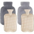 thumbnail image 1 of SLGHLSAHG 2 Pack Hot Water Bottle with Soft Fluffy Cover 1000ml Large Hot Water Bag Portable Leak-Proof Hot Water Pouch Pain Relief Winter Warmer for Neck Shoulder Back Abdomen(Gray) A41572, 1 of 8