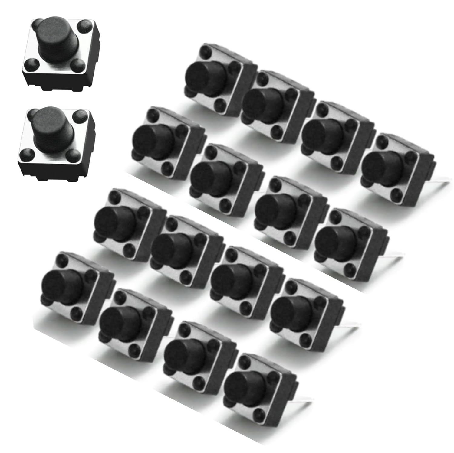 SLGHLSAHG 20Pcs Black Tactile Switches, TS-R036 Arduino Button Micro ...