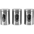 thumbnail image 1 of SLGHLSAHG 3 Pack Kitchen Canister Set Stainless Steel Food Storage Jars Reusable Containers with Lid and Transparent Windows for Coffee Flour Spices Grains(Stainless Steel Color 3pcs) A22870, 1 of 8