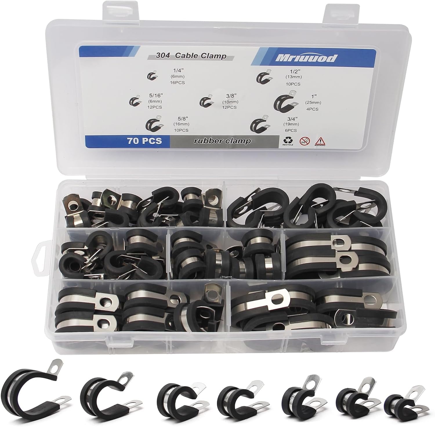 SLGHLSAHG 70pcs Cable Wire Clamps Assortment Kit, 304 Stainless Steel ...
