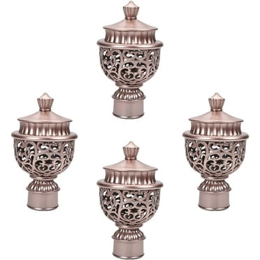 SLGHLSAHG Curtain Rod Cap Finials Hollow Head Plastic Vintage Fit for 1" Dia Rod Rose Gold 4 Pcs A11560