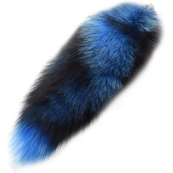 SLGHLSAHG Fox Tail Faux Fur Tail 15.8'' Fox Tail,Soft Faux Animal Tail Keychain Fluffy Therian Tail Pendant Long Fox Tail Keychain Charms Holder for Handbag Backpack Blue A43048