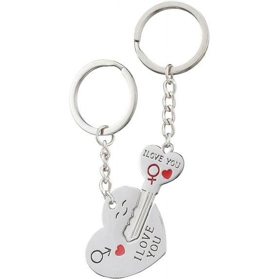 SLGHLSAHG Heart Matching Key Chains, Couple Heart Keyring Set, Multifunctional Couple Key Accessories, Alloy Matching Key Chains, Relationship Key Ring