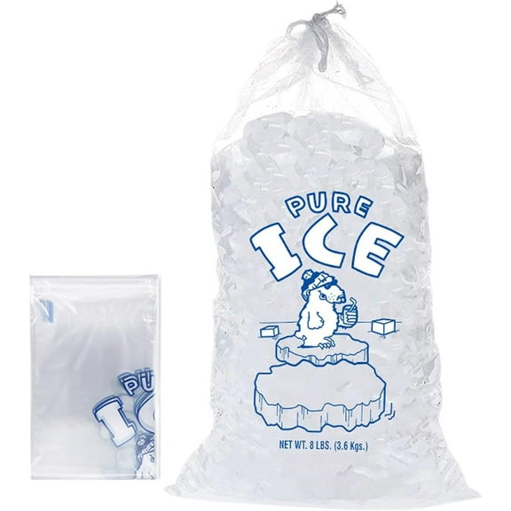 SLGHLSAHG Ice Bags with Drawstring, 8/10/20 lb Heavy-Duty Bag of Ice with Drawstring, 10Pcs Ice Bags for Ice Machine, Reusable Bags, Portable for BBQ, Camping, Party, Take Away A23573