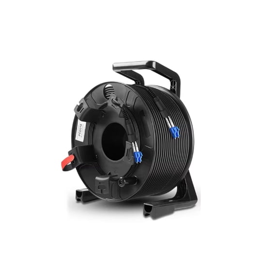 SLHETONG 500ft(153m) Outdoor Armored Fiber Optic Cable LC to LC 2 Strands Single Mode with Fiber Tactical Cable Reel