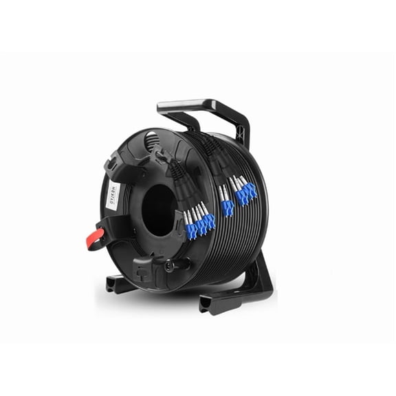 SLHETONG 600ft(183m) Outdoor Armored Fiber Optic Cable LC to LC 6 Strands Single Mode with Fiber Tactical Cable Reel