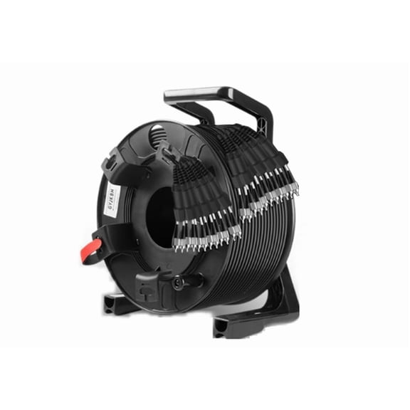 SLHETONG 600ft(183m) Outdoor Armored Fiber Optic Cable ST to ST 12 Strands Single Mode with Fiber Tactical Cable Reel