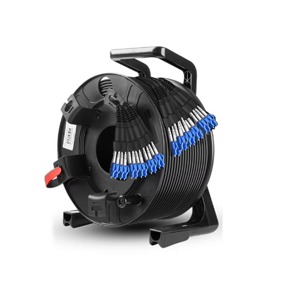 SLHETONG 400ft(122m) Outdoor Armored Fiber Optic Cable LC to LC 12 Strands Single Mode with Fiber Tactical Cable Reel
