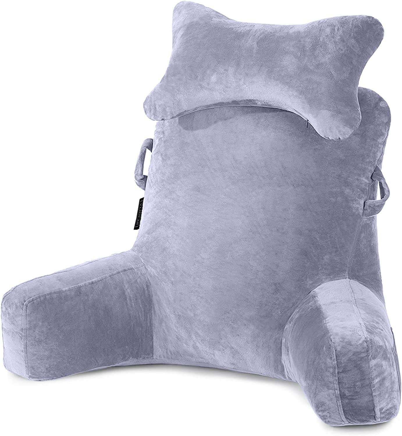 Reading Pillows for Sitting in Bed Large Back Rest Pillow W Armrest for  Adult,Ultra-Comfy Detachable Linen Cover Removable Neck Roll,Back Support