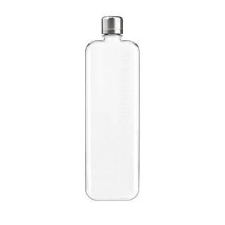 Clear Reusable Slim Flat Water Bottle 33.8oz Portable - Fits in Pocket  &Random Corner.Transparent Portable Cup for School,Sports, Travel, Dining  Time 