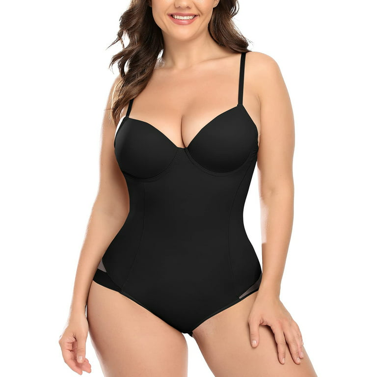 Women's Bodysuit with Built in Bra and Open Crotch, Sexy Shapewear