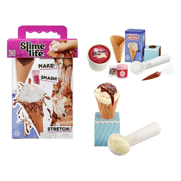 Slime Life Ice Cream Cone DIY Slime Kit, Make, Smash, and Stretch Your Food Slime, Ages 8+