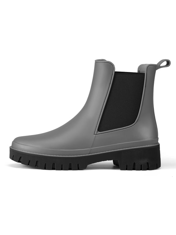Lightweight Women’s Waterproof Ankle Rain Boots, Slip-Resistant Garden Work Shoes,Gray,Size 9