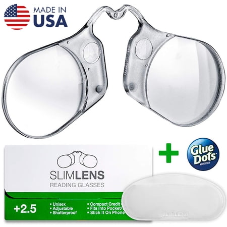 SLIMLENS Portable Readers + 2.50 Protective Vinyl Pouch - Pince Nez Glasses