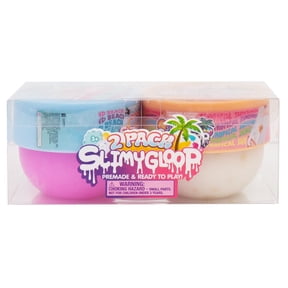 SLIMYGLOOP 2-Pack Peach Sand Beach Coconut-Scented Fizz Slime, Tropical Sunshine Sunscreen-Scented Glossy Slime
