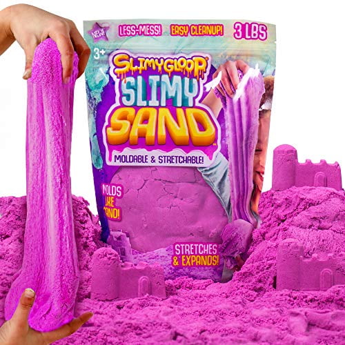 SLIMYGLOOP Slimy Sand, Stretchable, Non-Stick, Purple Play Sand, Resealable Bag, 3 lbs
