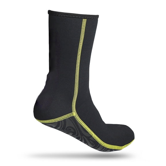 SLINX 3mm Neoprene Scuba Diving Socks Surfing Snorkeling Sock Water Sports Equipment, Anti-Slip Wetsuit Booties for Kayaking Windsurfing, Unisex XL Size, Solid Black Color, High Elasticity Design