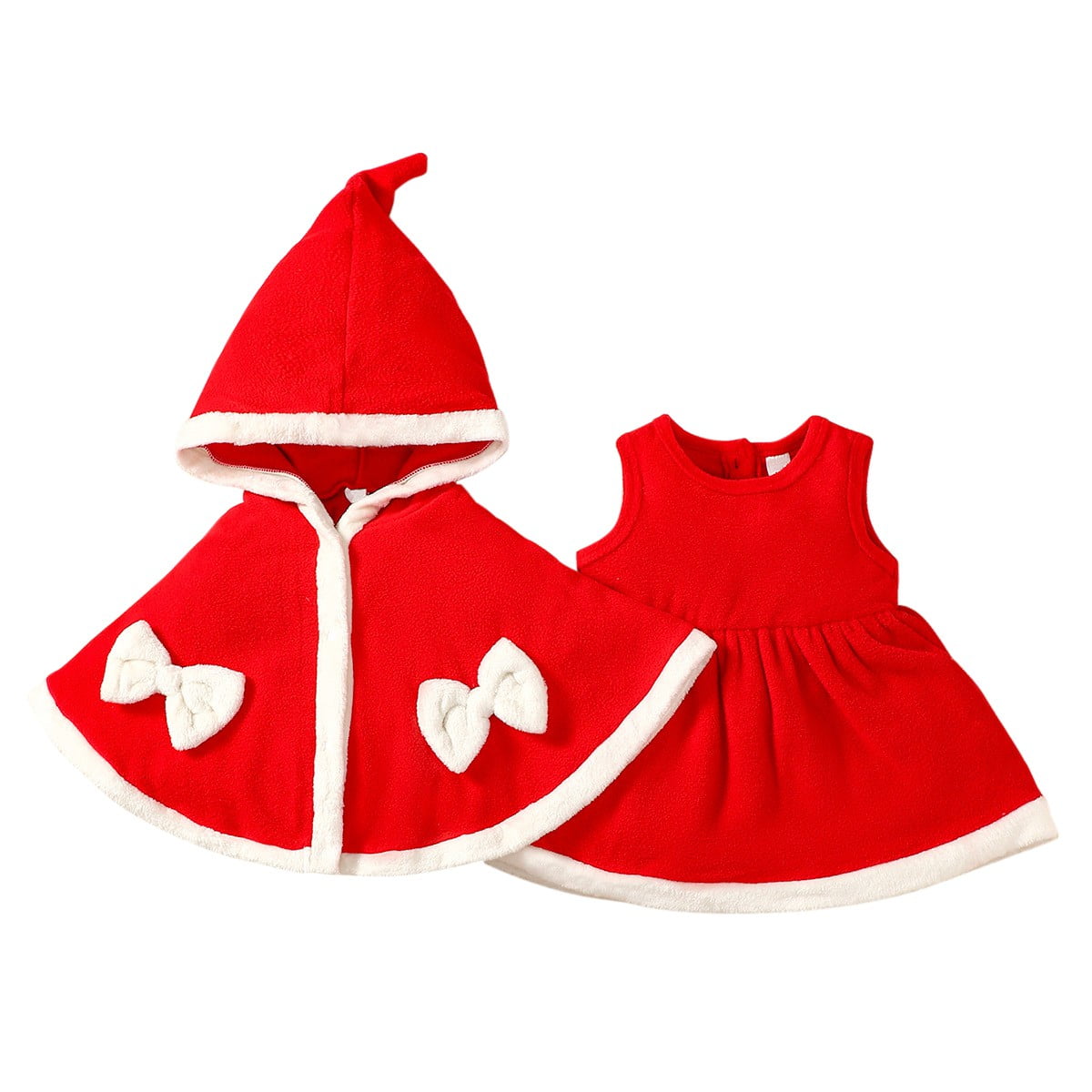 SLIVERCELL Toddler Baby Girl Velvet Christmas Dress with Hood Cape