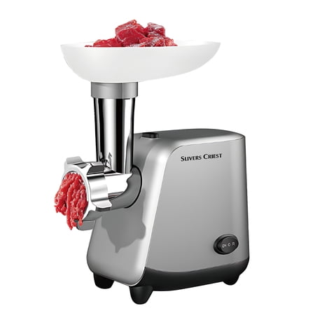 SLIVERS CRIEST 800W Electric Meat Grinder Machine, Heavy Duty Aluminum Alloy Food Chopper with Sausage Stuffer & Kubbe Attachment, 110V Silver for Home Kitchen